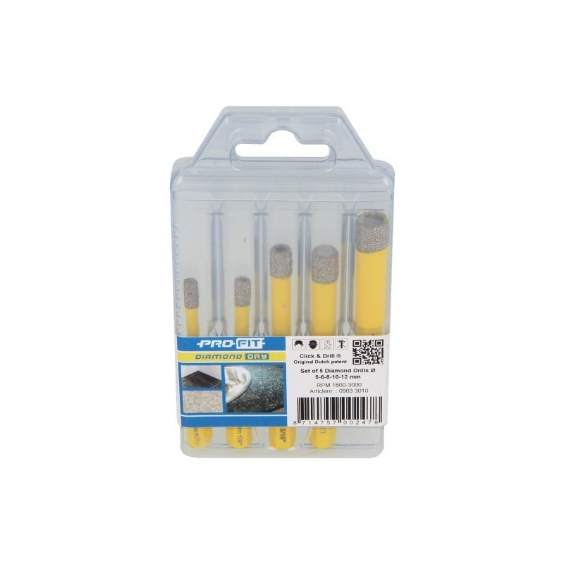5-6-8-10-12 mm Diamantborenset 5 delig ProFit 5-6-8-10-12 mm Diamantborenset 5 delig ProFit